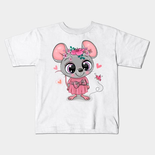 Cute Mouse Kids T-Shirt by Reginast777